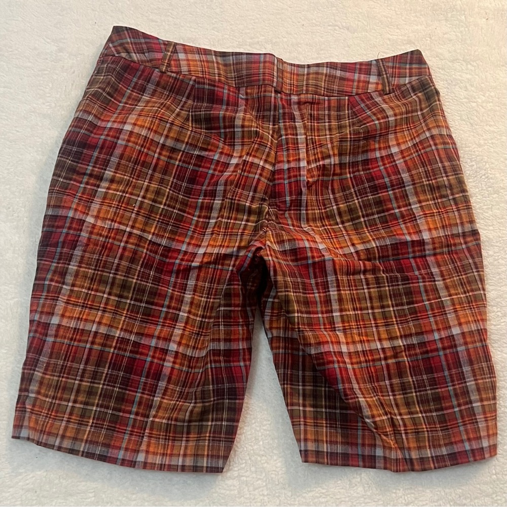 B. Moss Clothing Company Red Plaid Stretch Shorts Womens 12 Knee Length Preppy